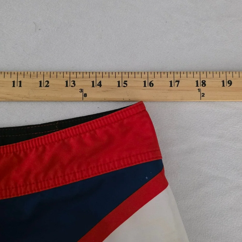 Fox Racing Men Board Shorts Blue Red RAP Fit Motocross Swim Trunks Size 32